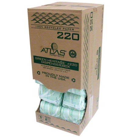  Atlas Green Heritage 2 Ply Bath Tissue 4.5 x 3.1  20/cs (ATL220) 