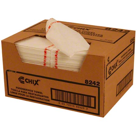  Chicopee Chix Utility Towels 13 x 21 White/Red 150/cs (CHI8242) 