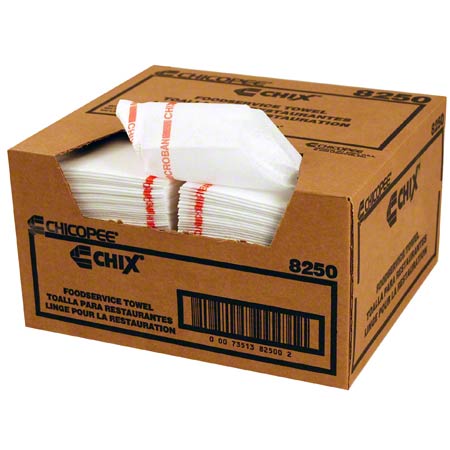  Chicopee Chix Foodservice Towels 13 x 24 White/Red 150/cs (CHI8250) 