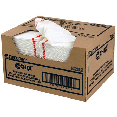  Chicopee Chix Foodservice Towels 13 x 21 White/Red 150/cs (CHI8252) 