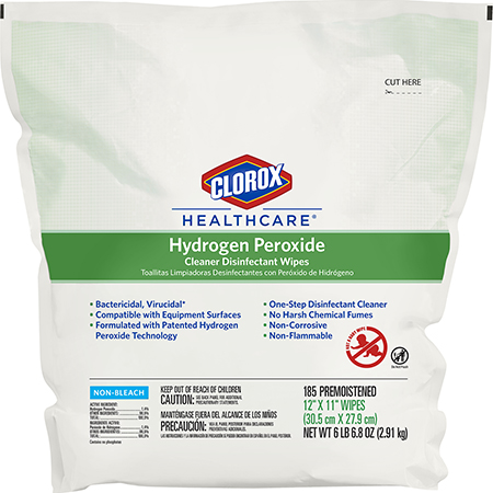  Clorox Healthcare Hydrogen Peroxide Cleaner Disinfectant 185 ct. Refill  2/cs (CLO30827) 