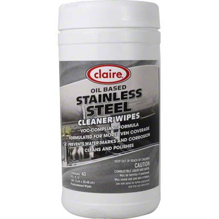  Claire Stainless Steel Wipe 40 ct.  6/cs (CLR993) 