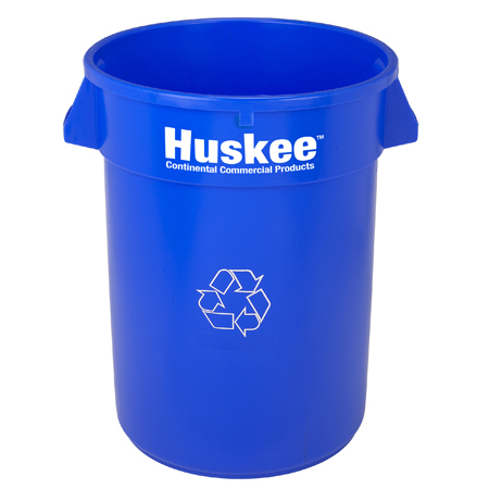  Continental Recycle Round Huskee Containers & Lids 32 Gal. Blue 6/cs (CON3200-1) 