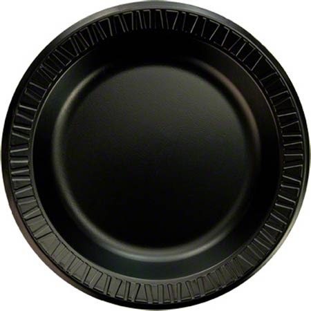  Dart Quiet Classic Foam Plastic Dinnerware 10 1/4 Plate Black 4/125/cs (DCC10PBQ) 