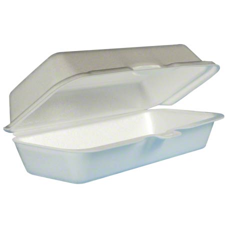  Dart Foam Hinged Lid Containers Hot Dog White 4/125/cs (DCC72HT1) 
