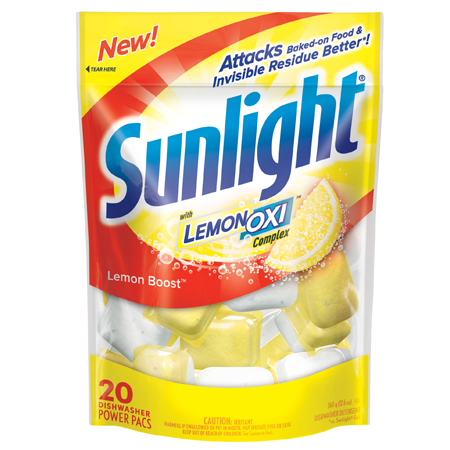  Sunlight Single Dose Pouch Lemon Boost Auto Dish Powder   6/20/cs (DRKCB711021) 