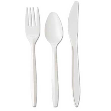  Medium Weight Cornstarch Cutlery Fork White 1000/cs (GENFORKMEDCS) 
