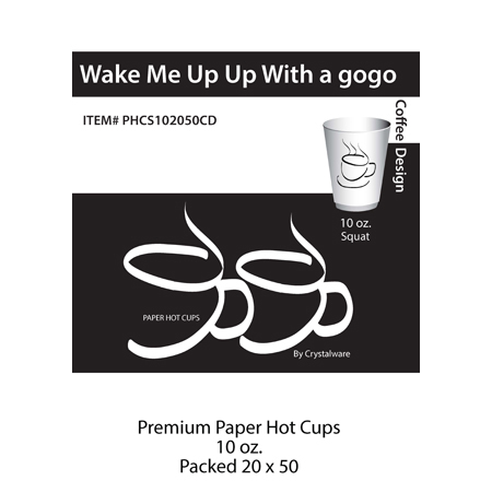  Coffee Design Paper Hot Cups 10 oz. Squat White 20/50/cs (GENHC10SW) 