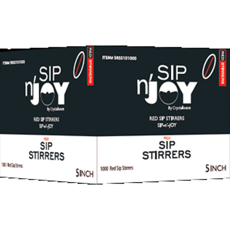  Sip n' Joy 5 Red Sip Stirrer 5 Black 10/1000/cs (GENSTIRRER5B) 