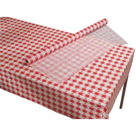  Hoffmaster Plastic Roll Tablecover  Red Gingham ea (HOF114001) 