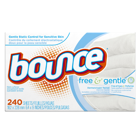  P&G Bounce Free & Gentle Dryer Sheets 240 ct.  6/cs (PGC24684) 