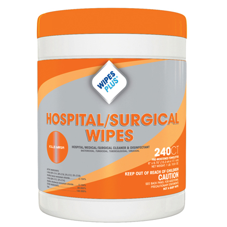  WipesPlus Hospital/Surgical Wipes 240 ct.  12/cs (PP33906) 