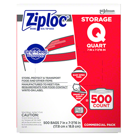  Ziploc Brand Resealable Storage Bag Qt.  500/cs (SCJ682256) 