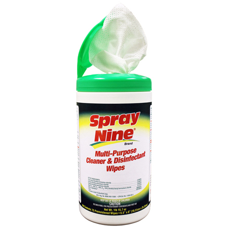  Spray Nine Multi-Purpose Cleaner & Disinfectant Wipes 75 ct.  6/cs (SN96875) 