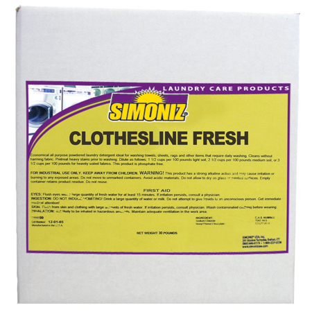  Simoniz Clothesline Fresh Laundry Detergent 30 lb.  ea (SZC05975030) 