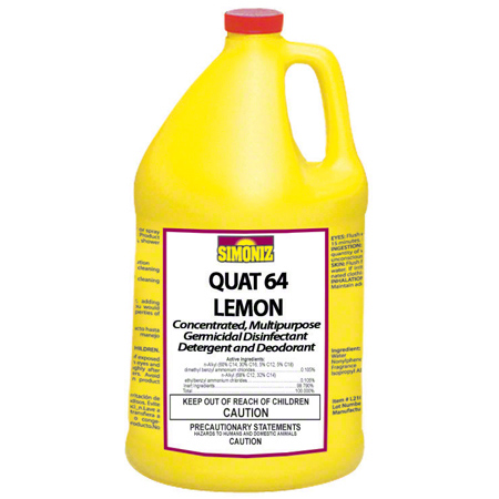  Simoniz Quat 64 Lemon Germicidal Disinfectant Detergent Gal.  4/cs (SZQ3018004) 
